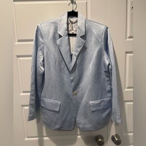 A.L.C Arlo Ii Linen-Blend Jacket Light Blue Satin Dress Business Womens Size 12